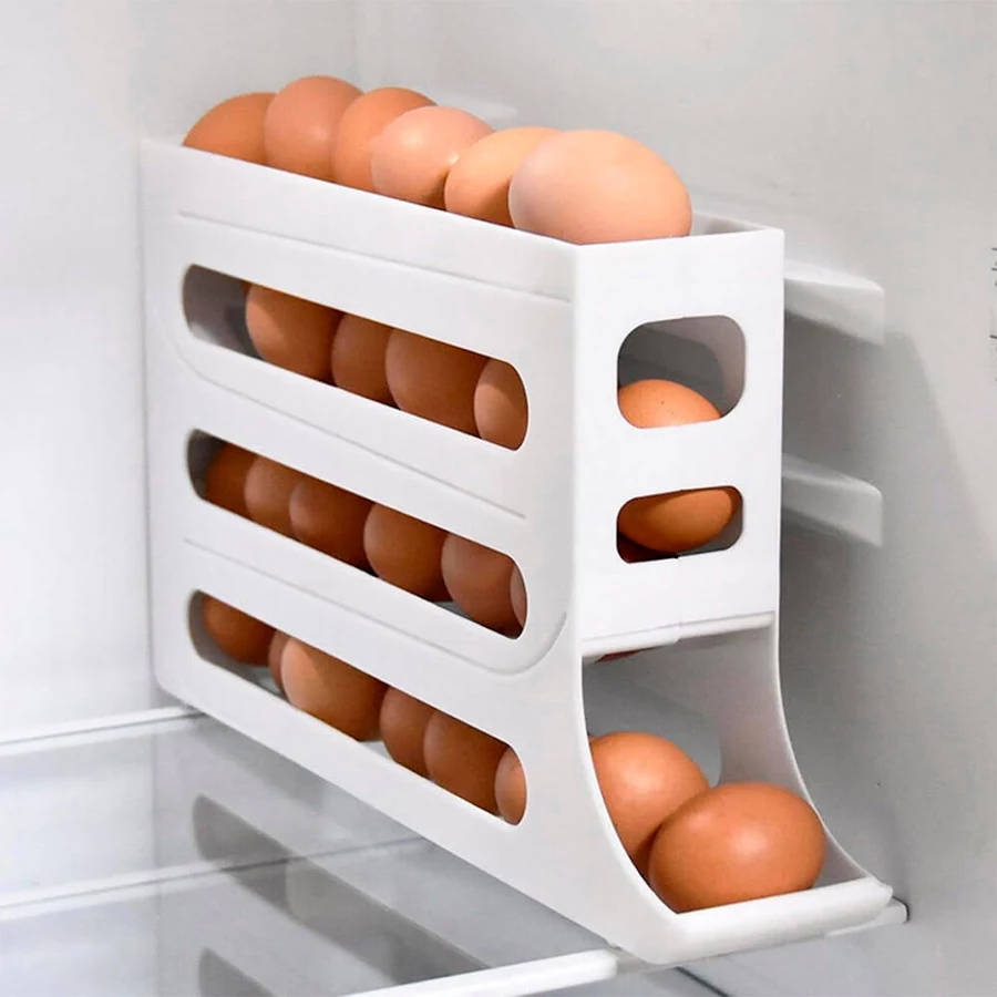 Brinde: dispensador organizador de ovos com reposição automática