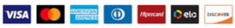 Visa, Mastercard, American Express, Diners Club, Hipercard, Elo e Discover