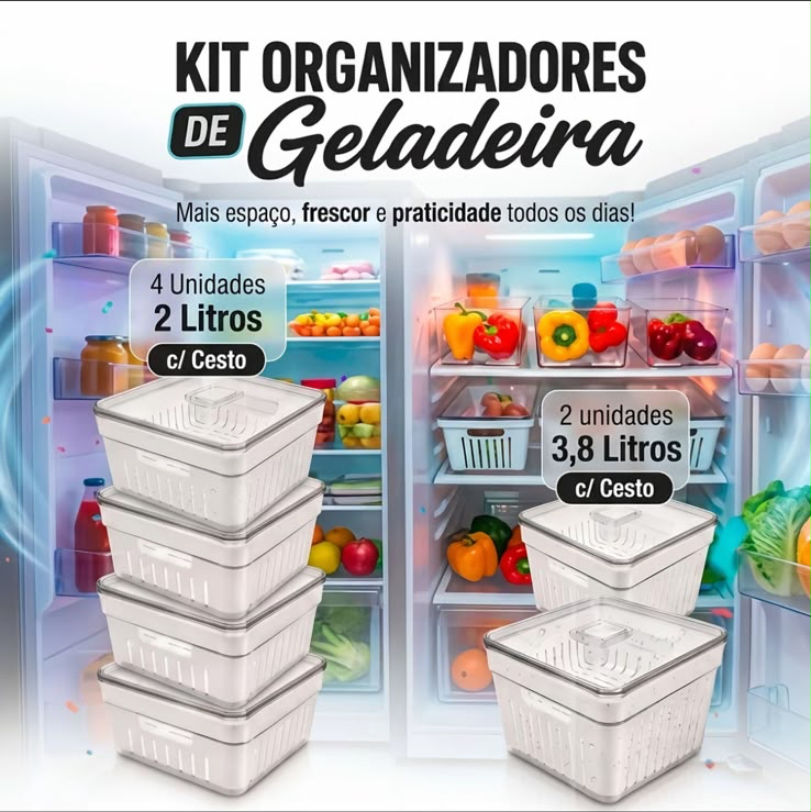 Kit Organizadores de Geladeira